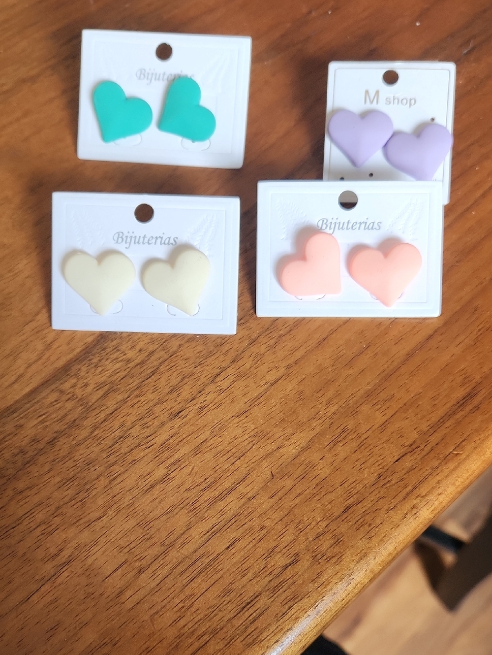Fashion Jewelry Heart Stud Earrings - Mint, Lavender, Peach, Cream